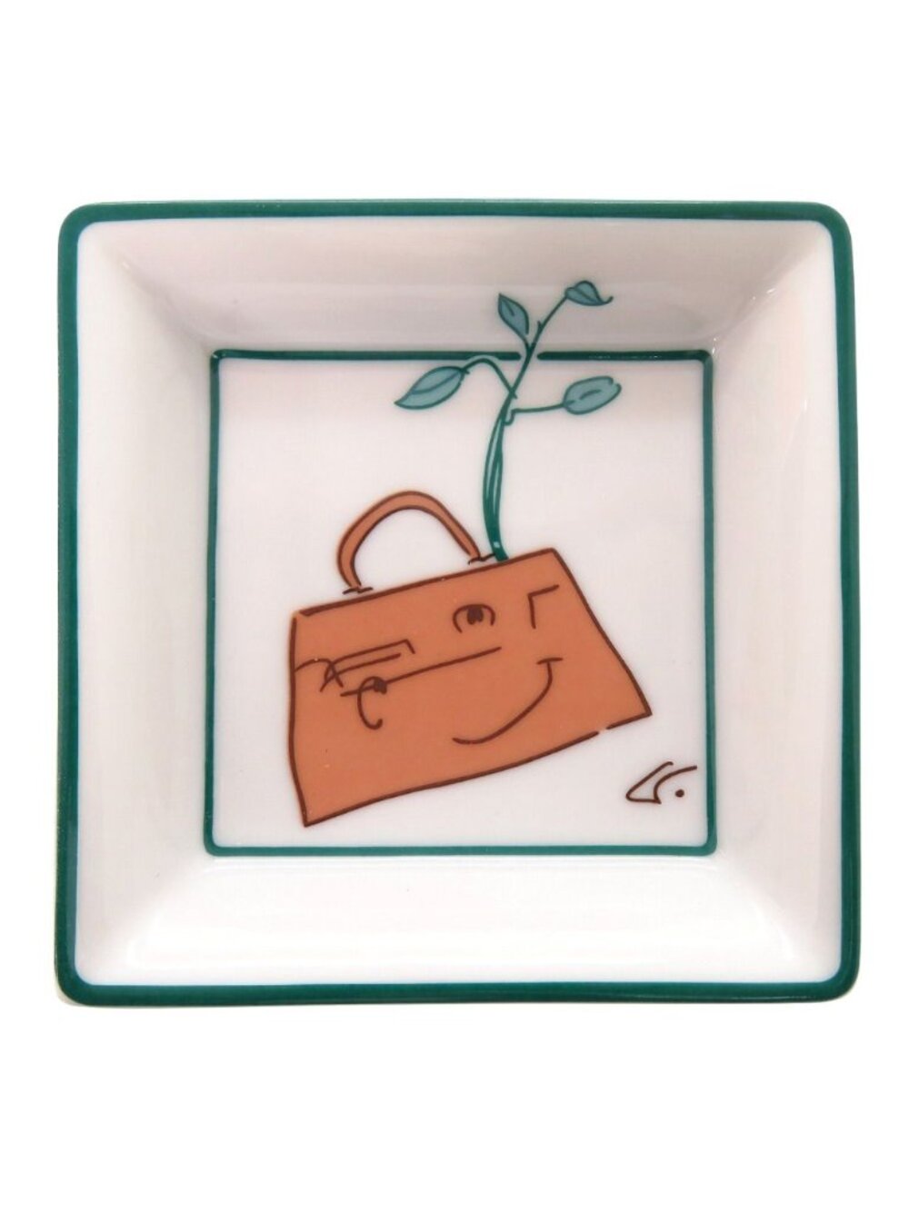 Hermes Plate Square Annee de L'arbre Tall Porcelain White